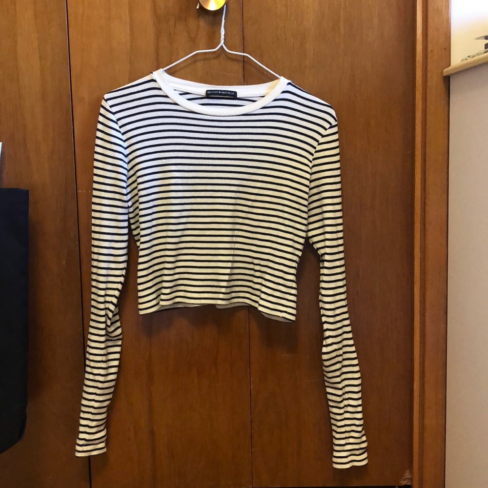 striped cropped long sleeve shirt